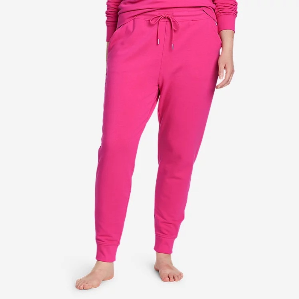 NWT Eddie Bauer Cozy Camp Fleece Lined Jogger Pants Fuchsia Pink Lava